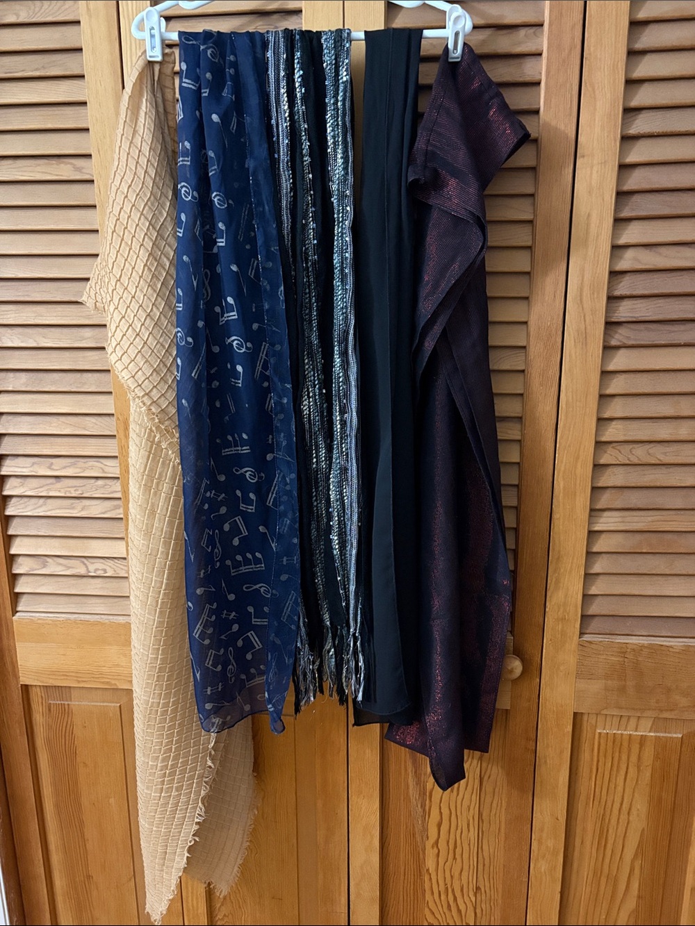 Assorted Home Accent Scarves in Navy, Beige, Black, and Burgundy - Pack